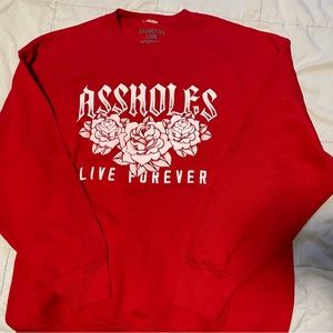 Assholes Live Forever Red Rose XL Crew Neck